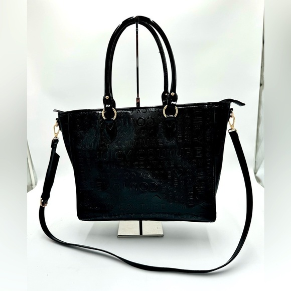 Juicy Couture Black Embossed Logo Tote Bag with Gold Hardware - Picture 2 of 11